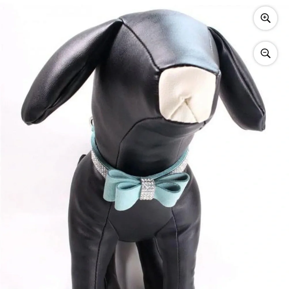 BRAND NEW Small Blue Dog or Cat Collar with Rhinestones and Bow
